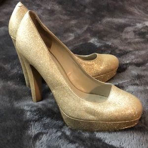 Gold sparkly heels